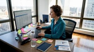 Clinic manager working on digital marketing