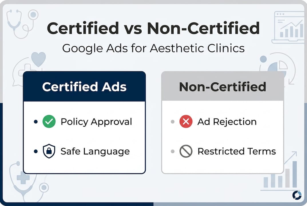 Infographic comparing certified and non-certified healthcare ads