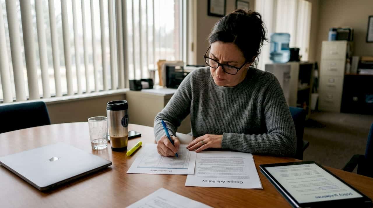 Coordinator reviews Google Ads healthcare compliance checklist