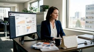 Clinic manager reviews digital marketing analytics