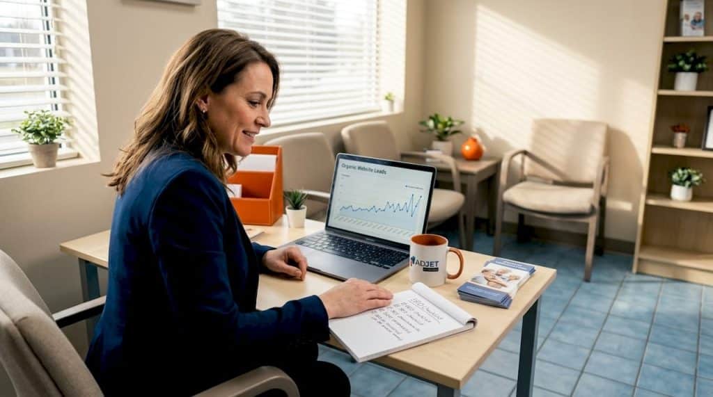 Clinic manager analyzing clinic SEO performance