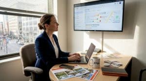Real estate agent working on SEO strategy