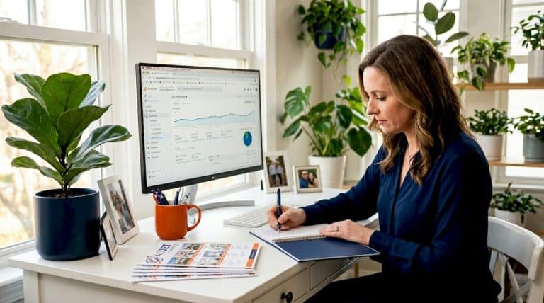 Real estate agent working on SEO analytics