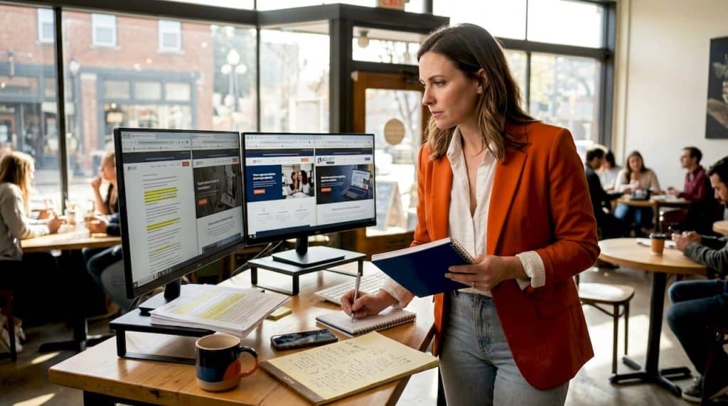 Professional comparing digital marketing agency websites