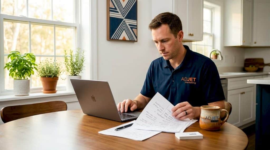 Home services owner sorting through new business leads