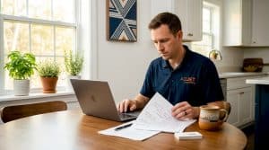 Home services owner sorting through new business leads