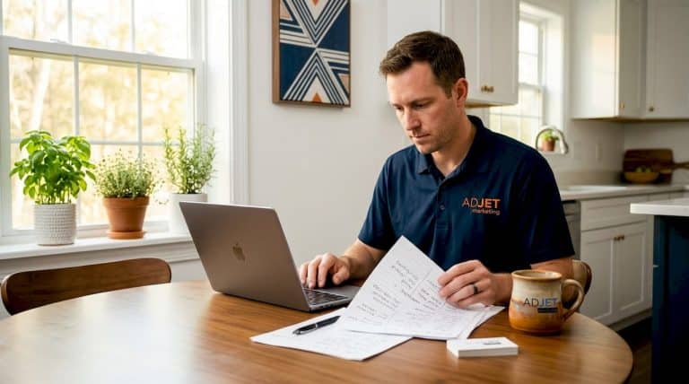 Home services owner sorting through new business leads