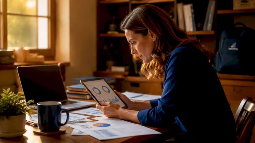 Healthcare marketing analyst reviewing patient data