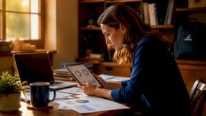 Healthcare marketing analyst reviewing patient data