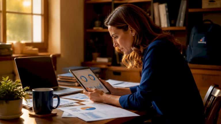 Healthcare marketing analyst reviewing patient data