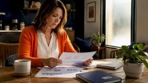 Healthcare manager reviewing SEO strategy documents