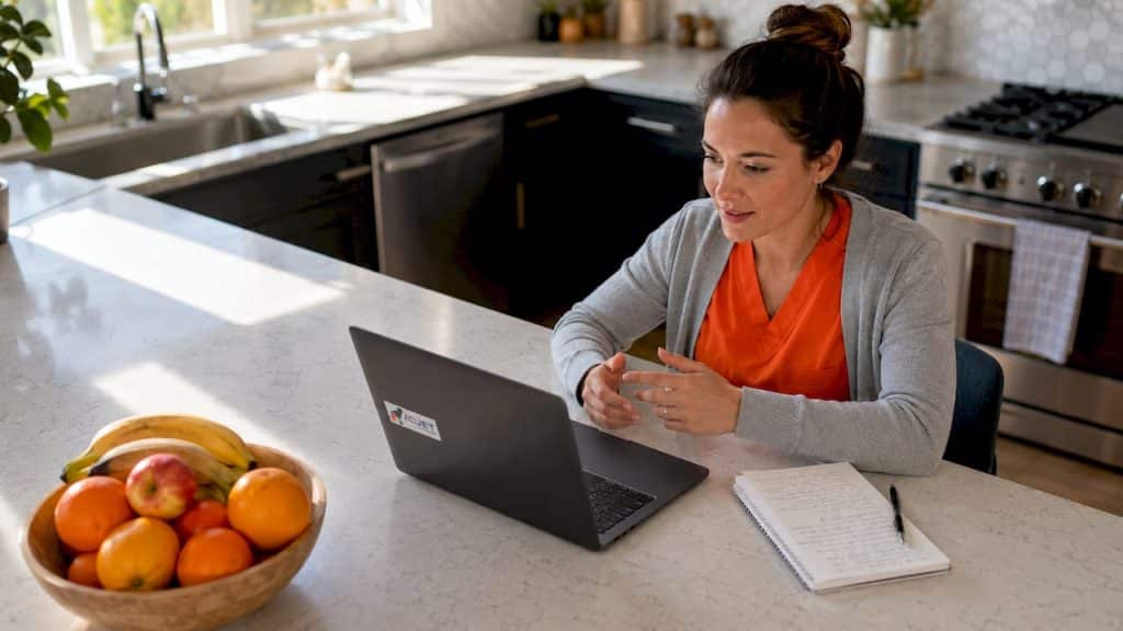 Healthcare provider during telemedicine virtual consultation