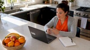 Healthcare provider during telemedicine virtual consultation