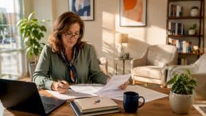 Psychiatrist reviewing digital marketing materials