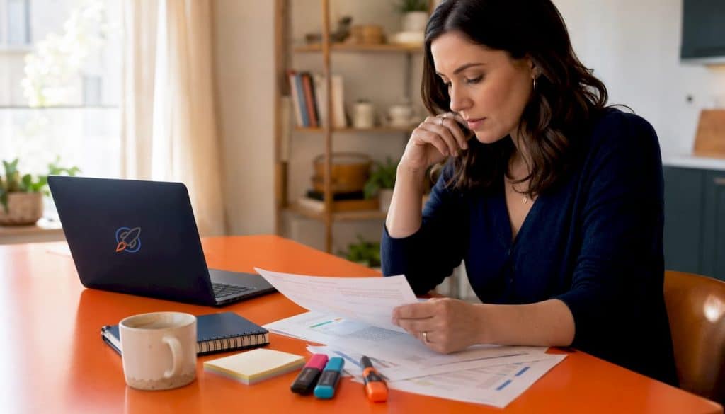 Healthcare marketer reviewing SEO documents
