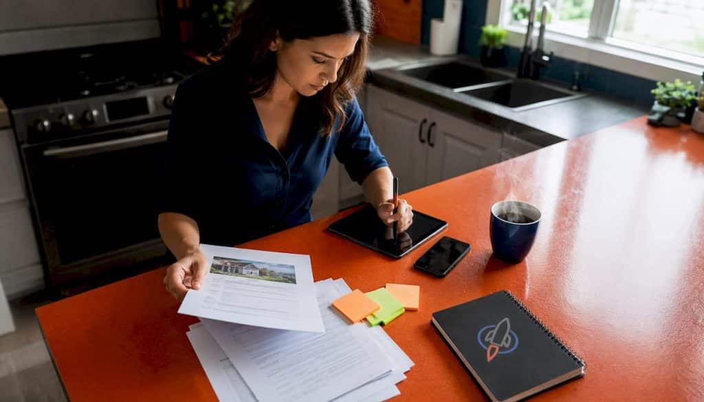 Realtor at desk managing online reputation