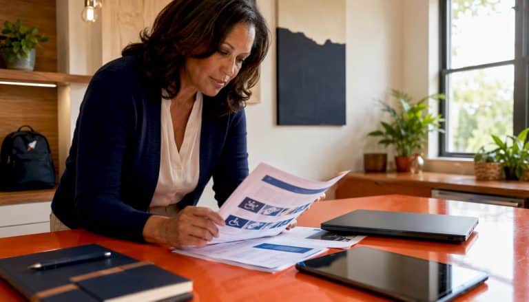 Professional woman reviewing ADA compliance documents