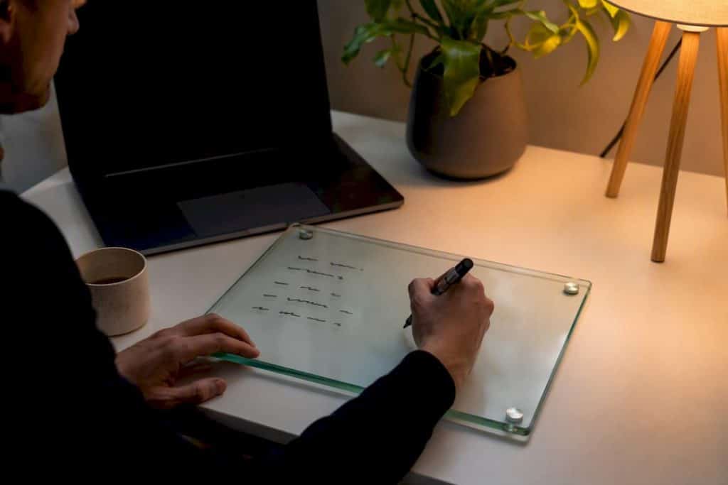 Therapist desk with Google Ads setup notes