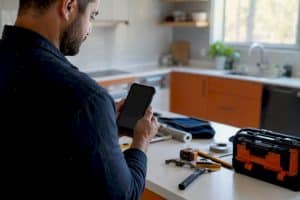 Contractor about to make a booking call