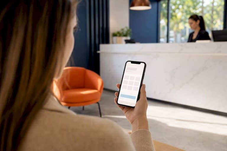 Patient selecting a clinic appointment on smartphone