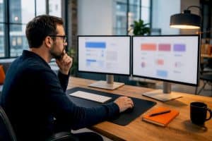 Strategist comparing paid advertising campaign options