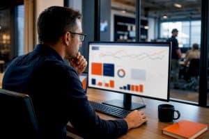 Strategist reviewing home services ad campaign