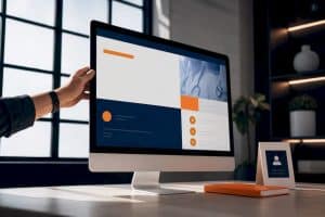 Medical landing page design on studio monitor