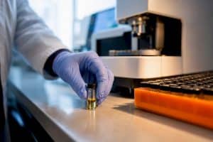 Anonymous CBD sample undergoing laboratory compliance testing