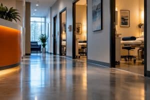 Pain clinic hallway leading to treatment rooms