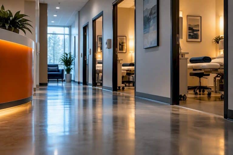 Pain clinic hallway leading to treatment rooms