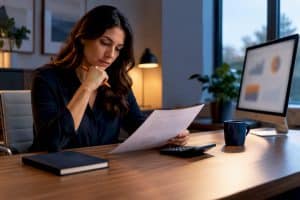 Clinic manager reviewing PPC budget metrics
