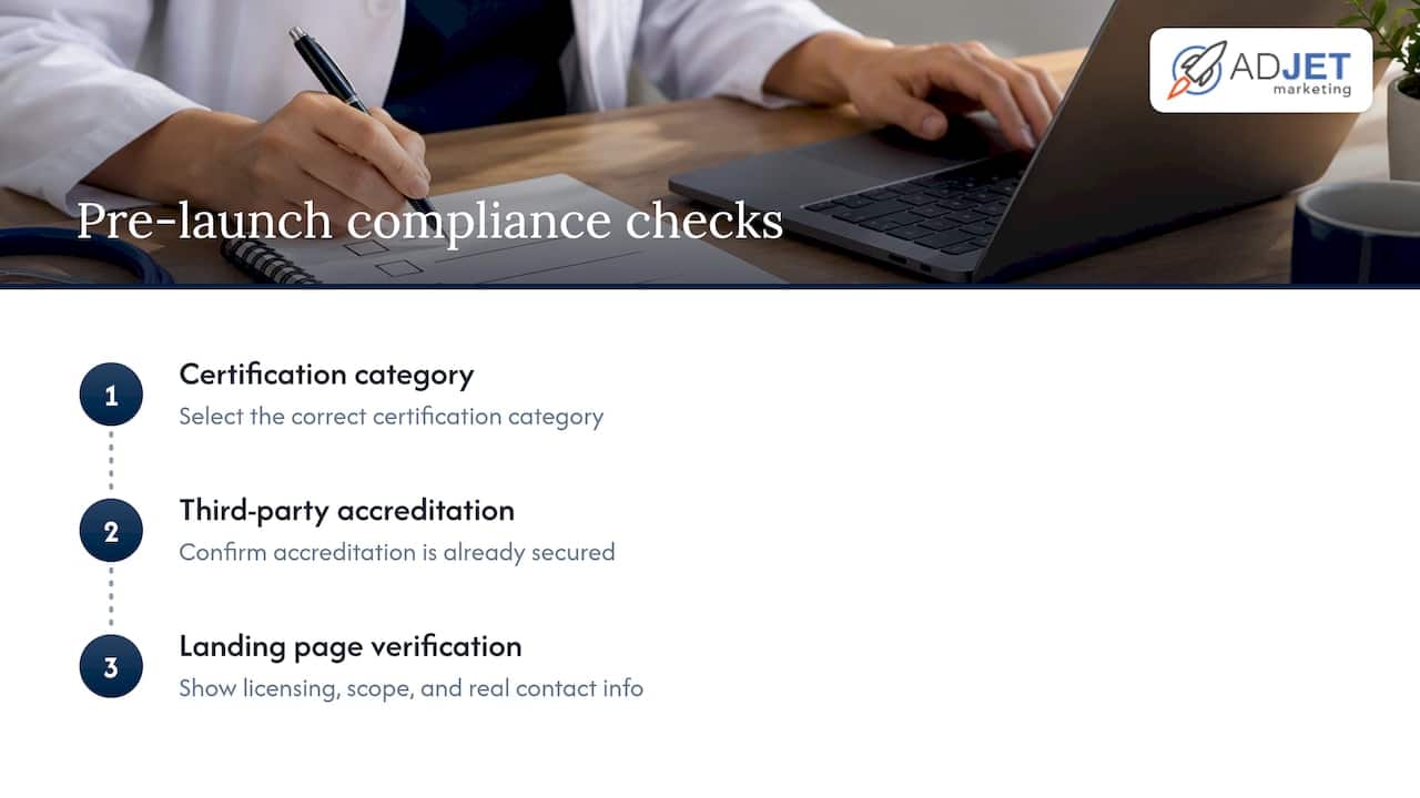 Three pre-launch compliance checks for clinic ads