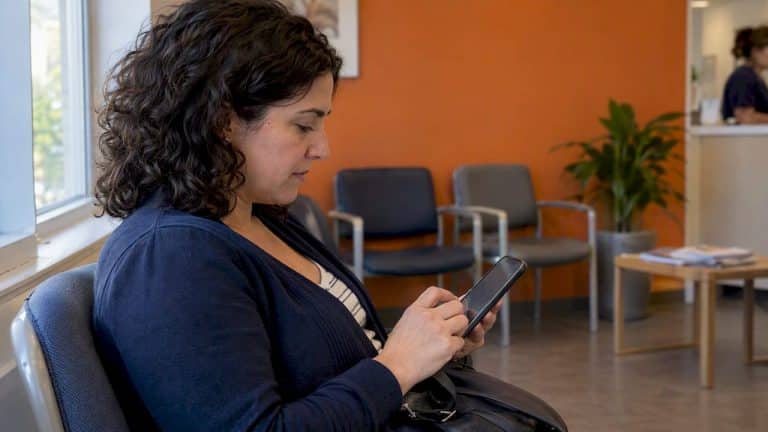 Patient checking a clinic booking link