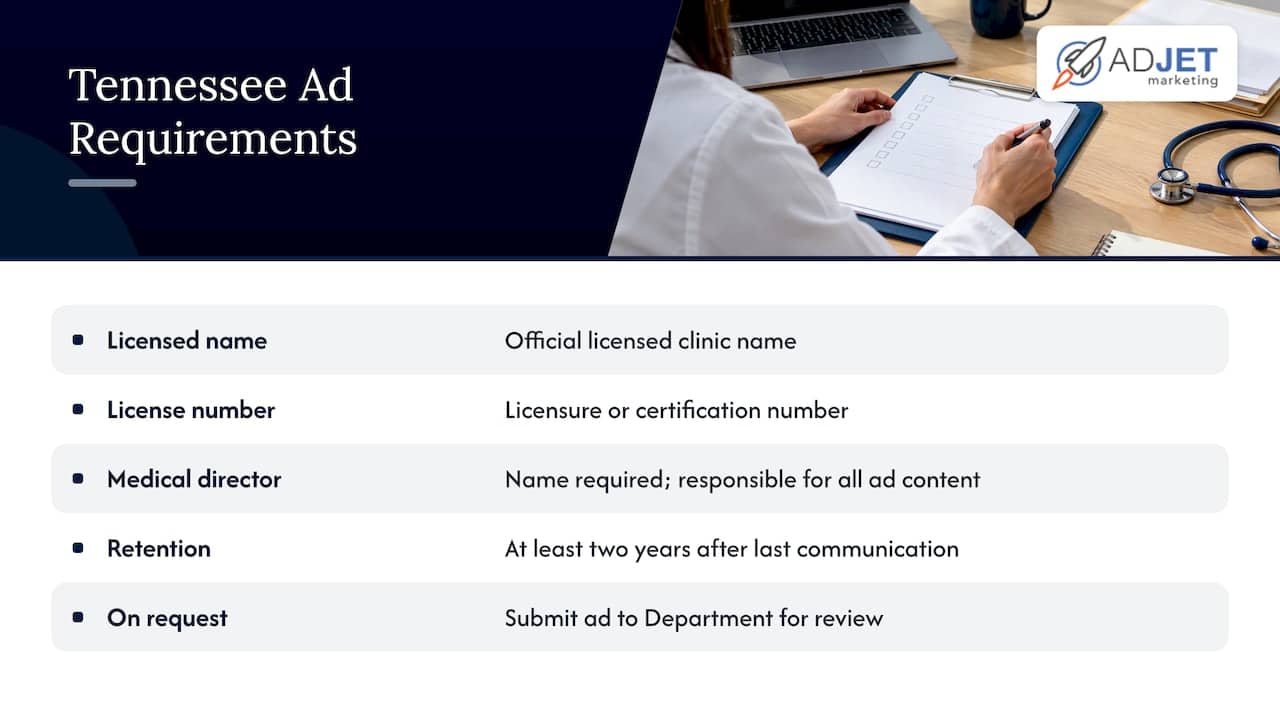 Tennessee pain clinic advertising requirements
